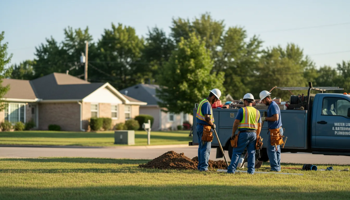 Residential water line and bathroom plumbing service in Dodd City, TX